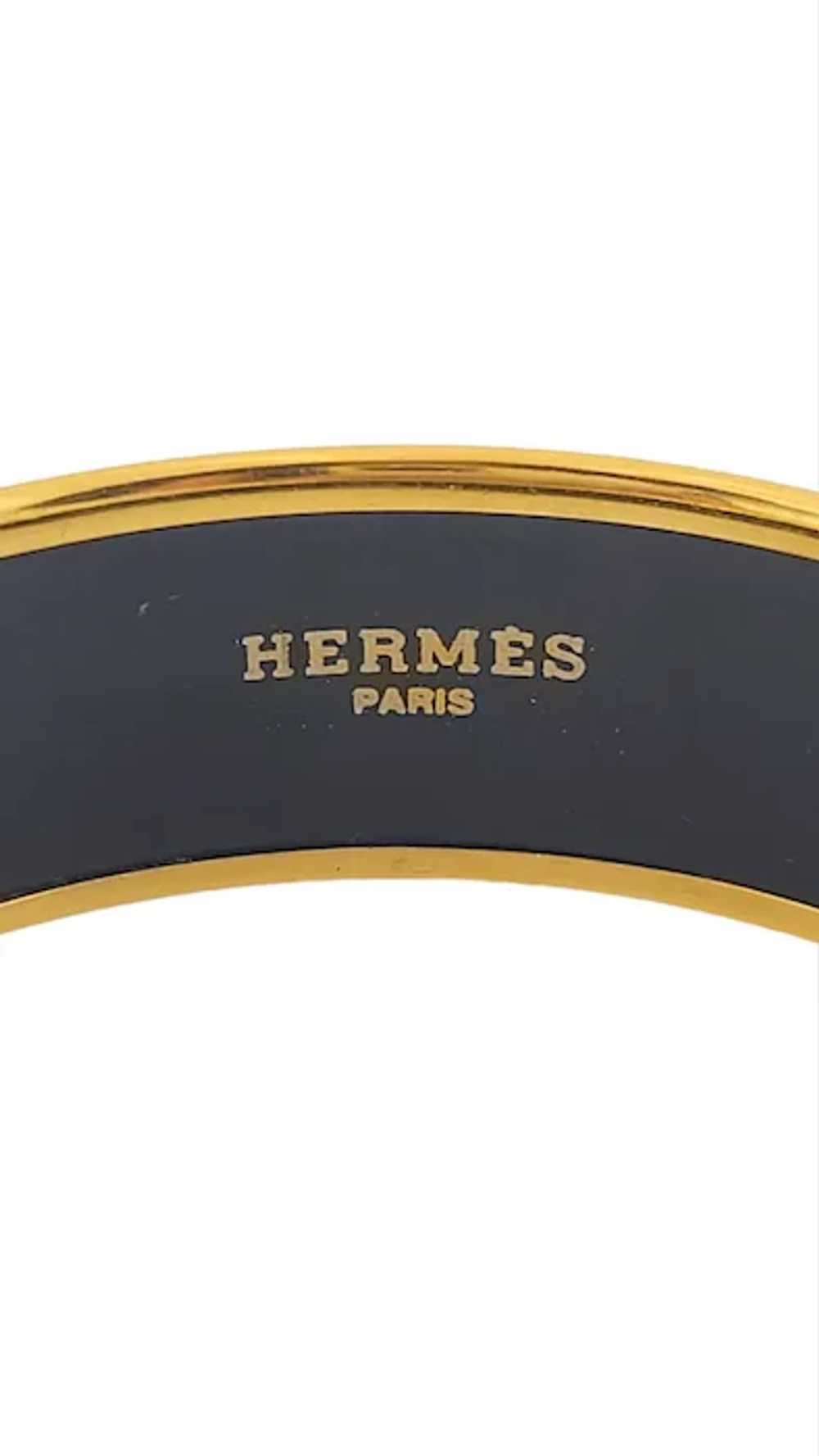 Hermes Gold Plated Enamel Twisted Rope Motif Bang… - image 3