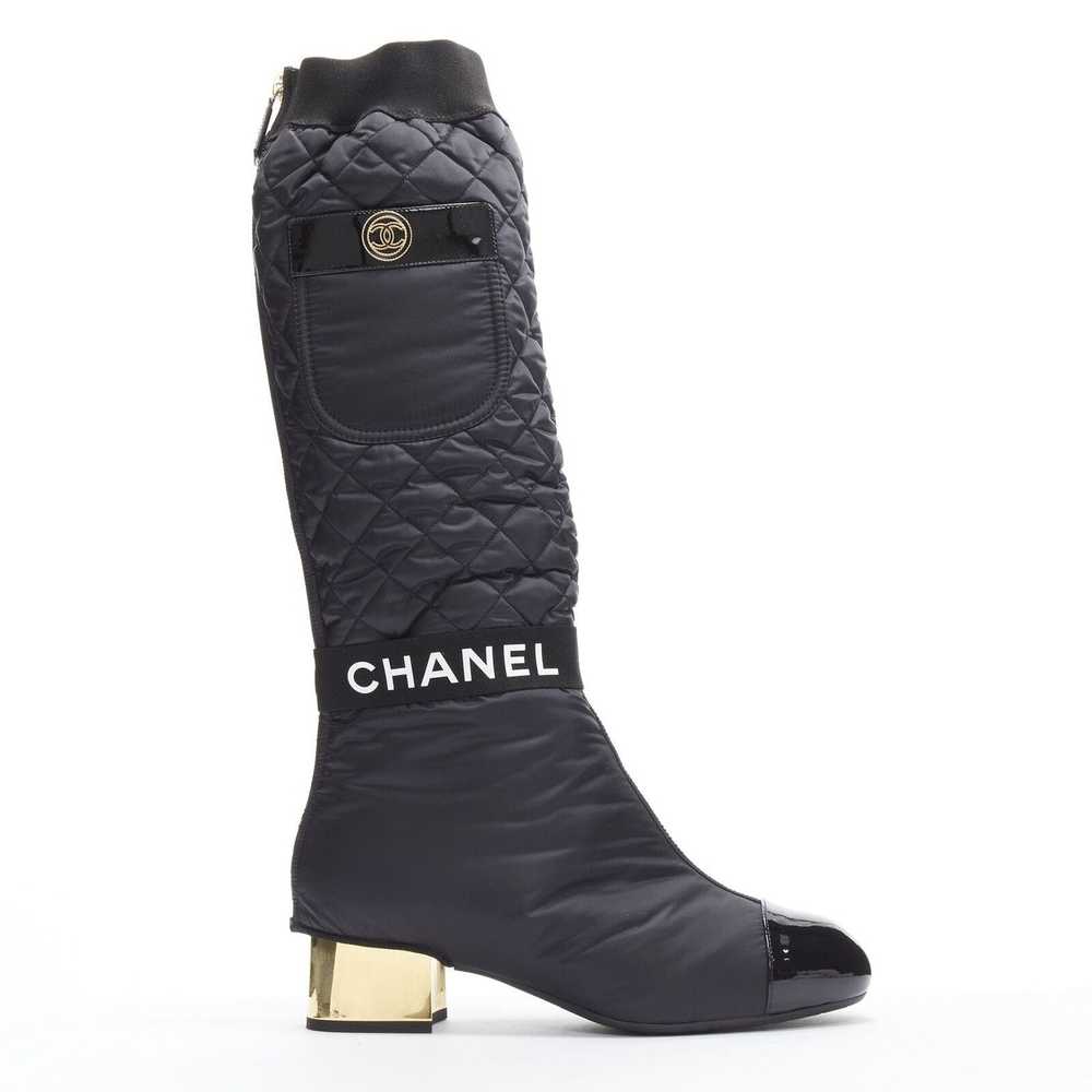 Chanel CHANEL 2021 black gold CC logo padded nylo… - image 1