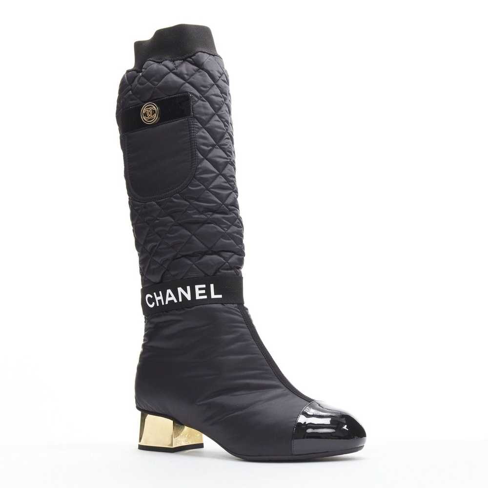 Chanel CHANEL 2021 black gold CC logo padded nylo… - image 3
