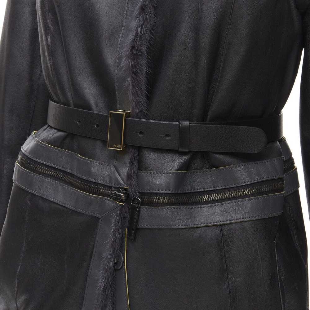 Fendi FENDI grey black fur leather 4-way reversib… - image 10