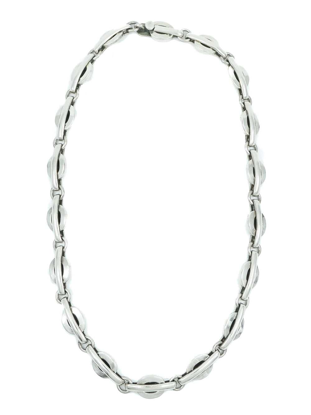 Mexican Sterling Oval and Bar Link Necklace - image 1