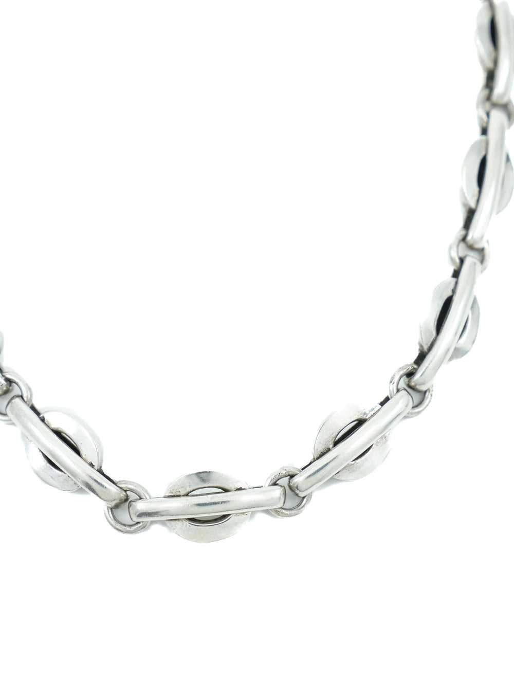 Mexican Sterling Oval and Bar Link Necklace - image 2