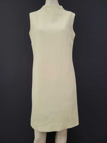 60s Beige Mod Sleeveless Shift Dress