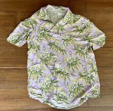 SSS World Corp Lilac green weed print button down… - image 1