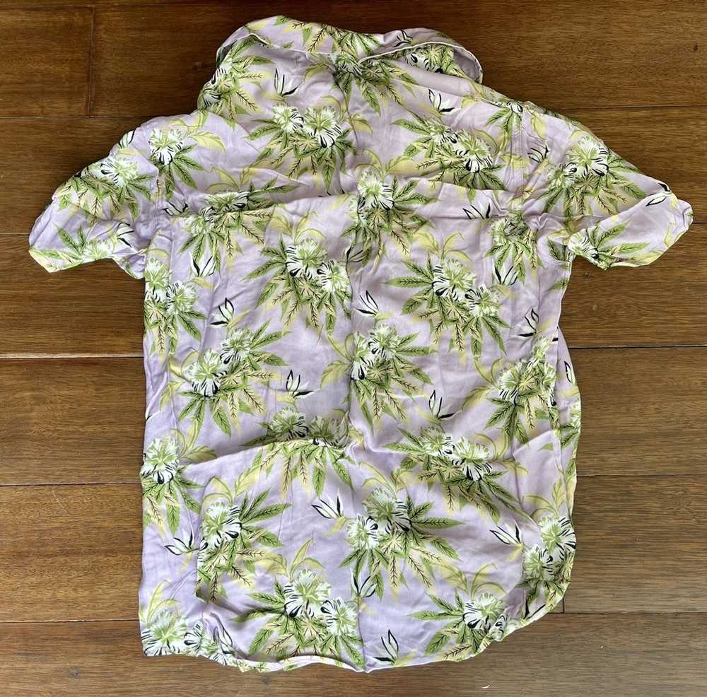 SSS World Corp Lilac green weed print button down… - image 3