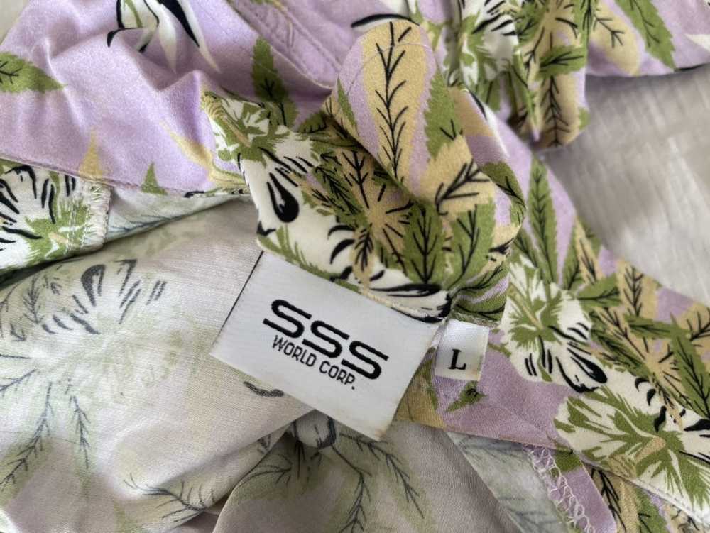 SSS World Corp Lilac green weed print button down… - image 4