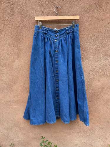 Liz Wear Flared Denim Skirt - Cotton - 12