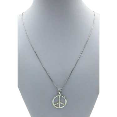 20" Sterling Silver Peace Symbol Necklace - image 1