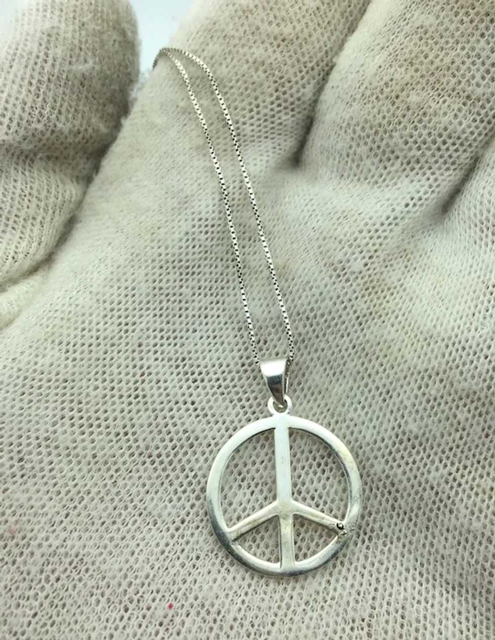 20" Sterling Silver Peace Symbol Necklace - image 2
