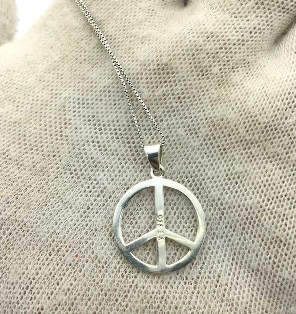 20" Sterling Silver Peace Symbol Necklace - image 3