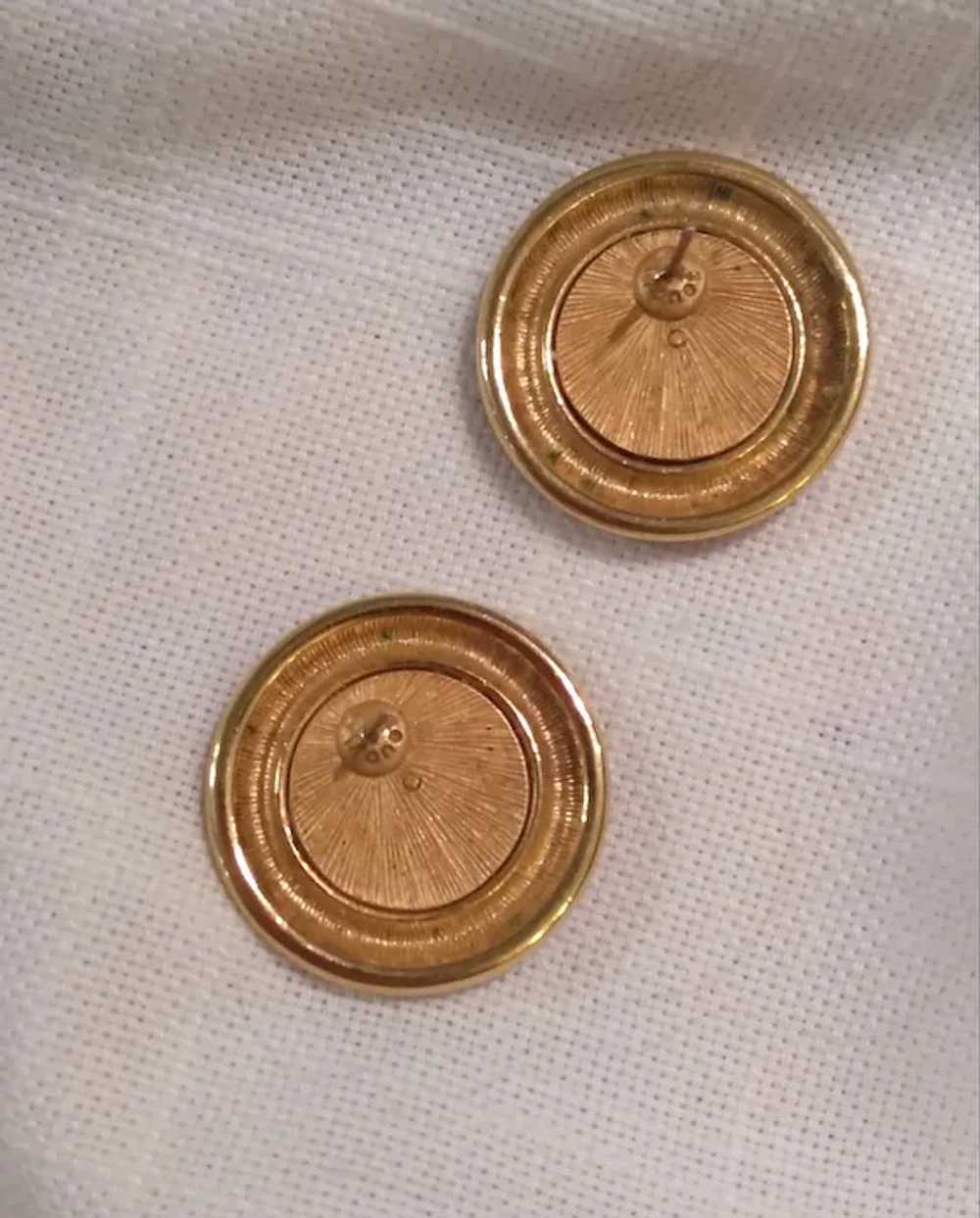 Monet Classic Athena Goddess Button Coin Earrings… - image 2