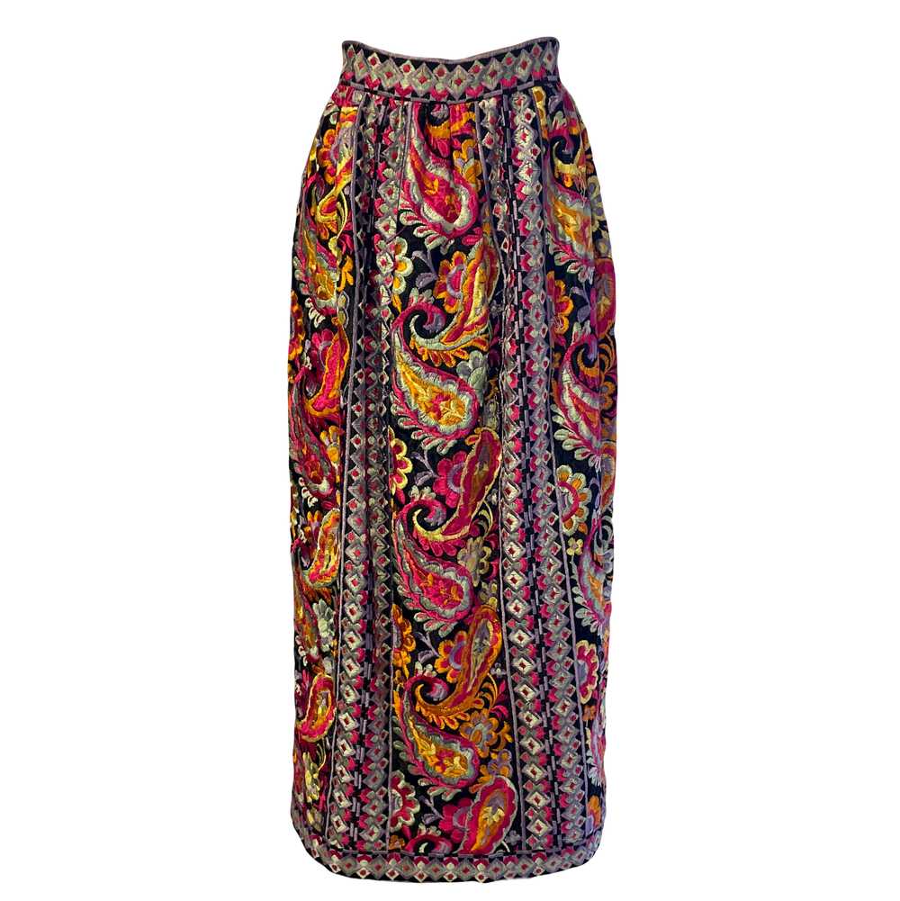 1970s Donald Brooks Fully Embroidered Maxi Skirt - image 1