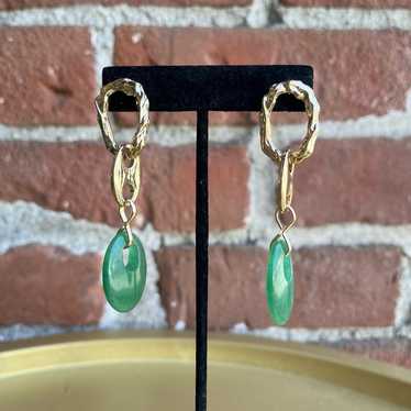1990s Gold and Jadeite Earrings - image 1