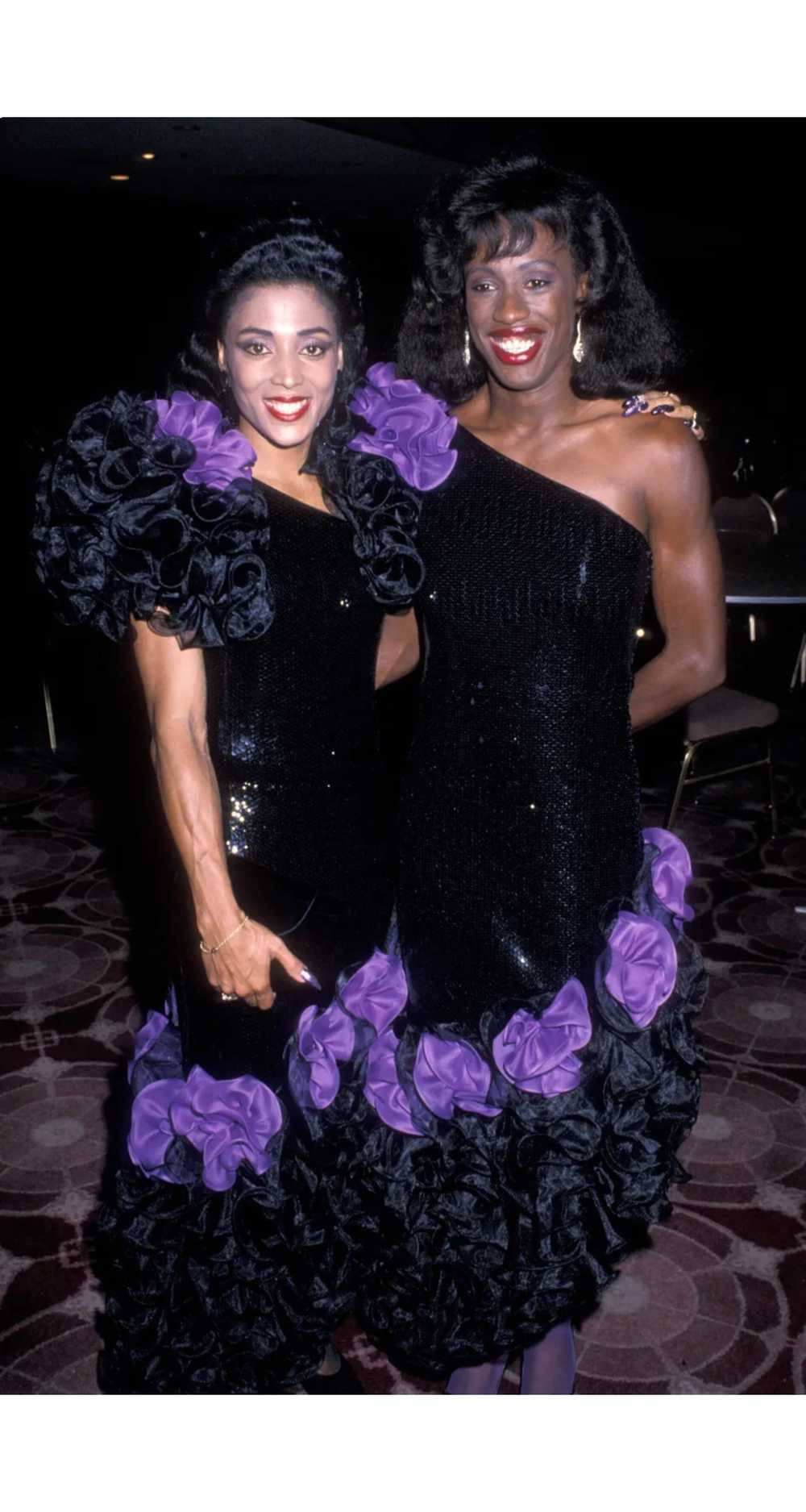 1988 Documented Black Sequin Ruffle One-Shoulder … - image 2