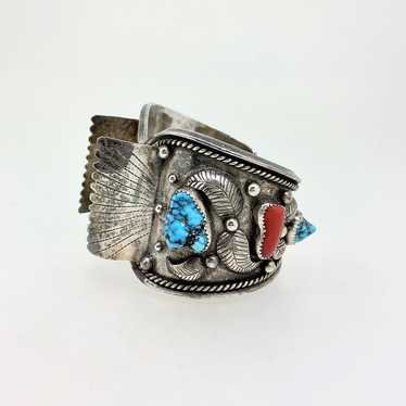 Native American Important Vintage Santo Domingo Turquoise Juan Garcia Sterling Silver Bracelet Native American Important Vintage Santo Domingo Turquoise Juan Garcia Sterling Silver Bracelet