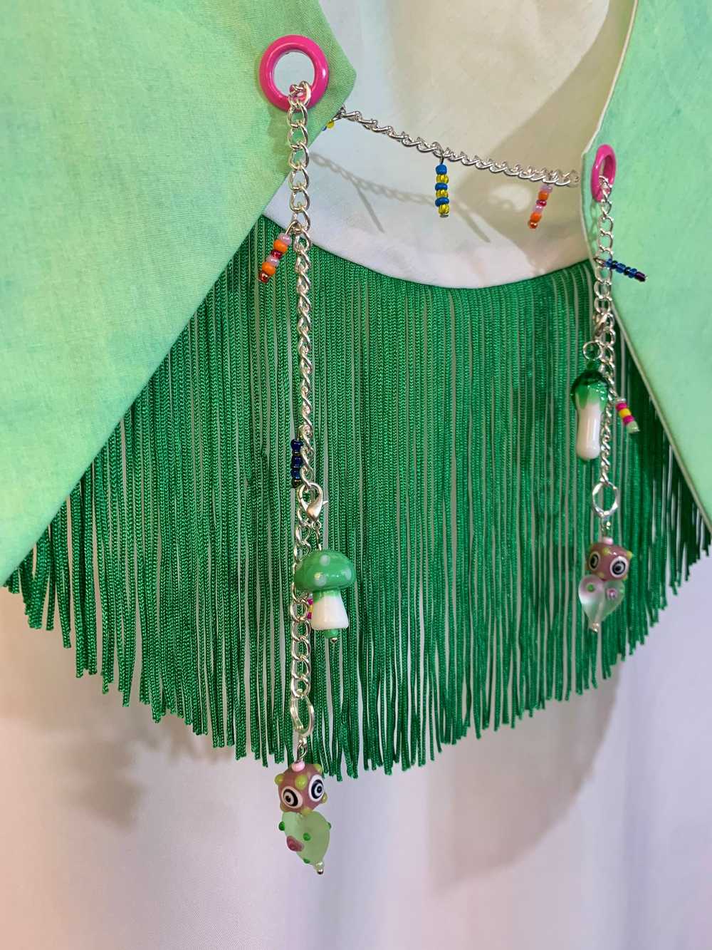 SJ X COC fringe jewelry collar- green - image 5