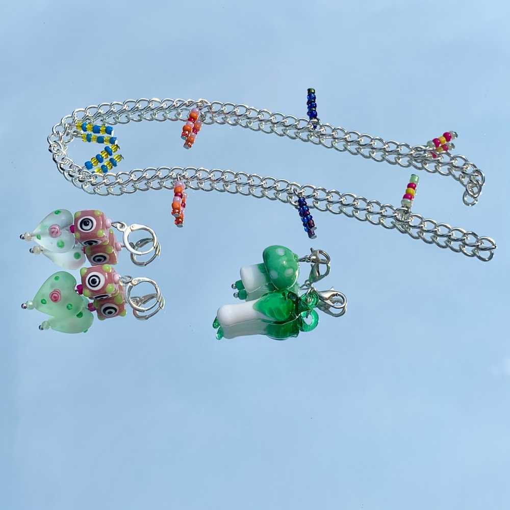 SJ X COC fringe jewelry collar- green - image 6