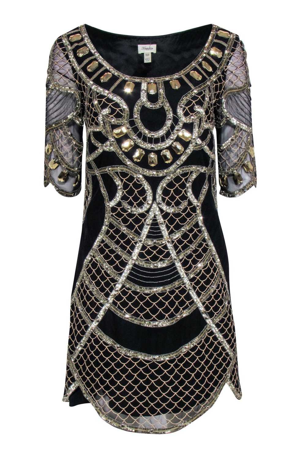 Temperley London - Black & Gold Beaded Mini Dress… - image 1