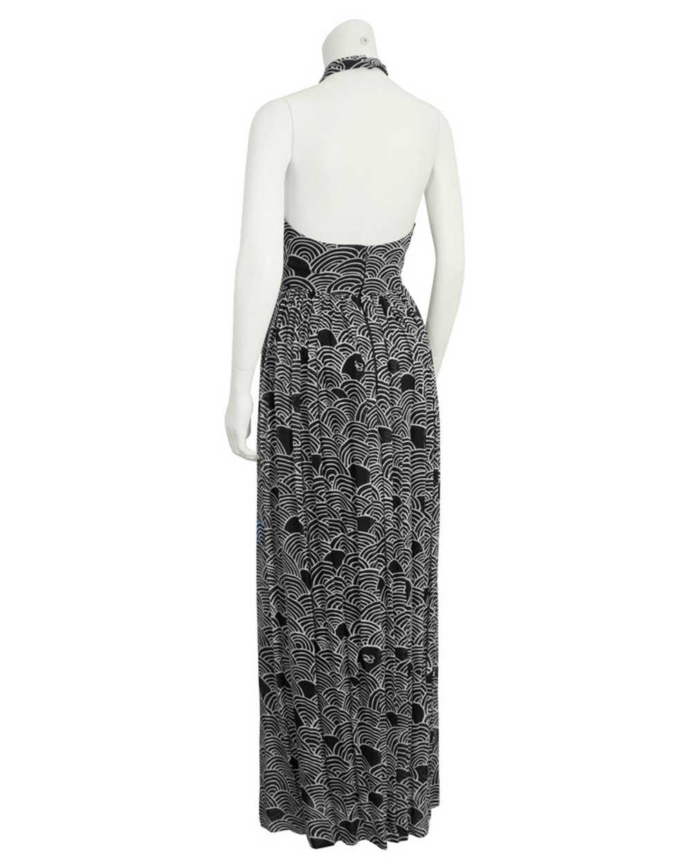 Geoffrey Beene Black & White Cross Halter Gown - image 2