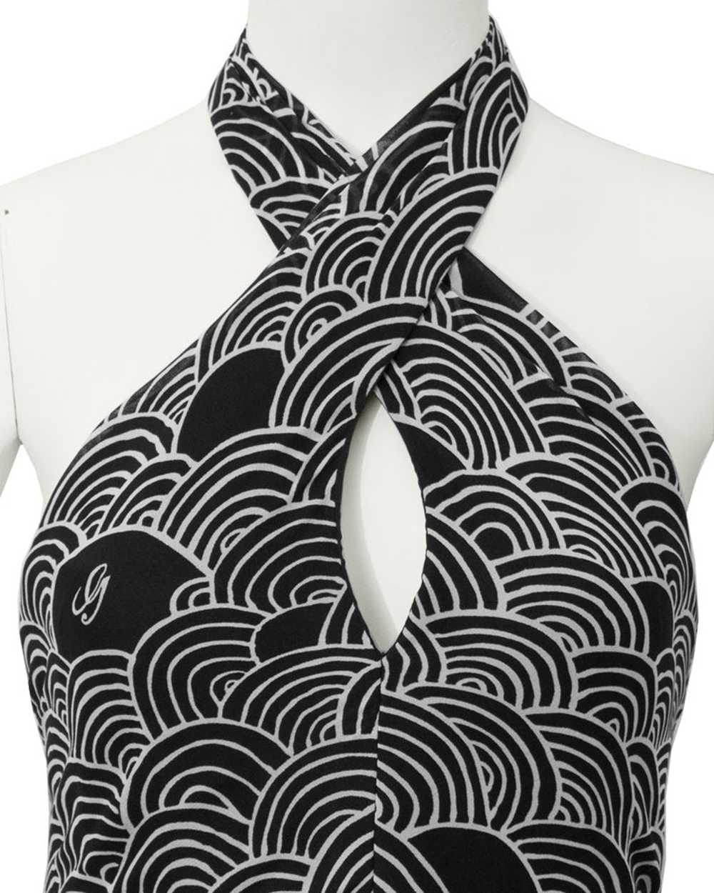 Geoffrey Beene Black & White Cross Halter Gown - image 4