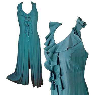 40s Style Palazzo Halter Jumpsuit Is 80s Wide Leg… - image 1