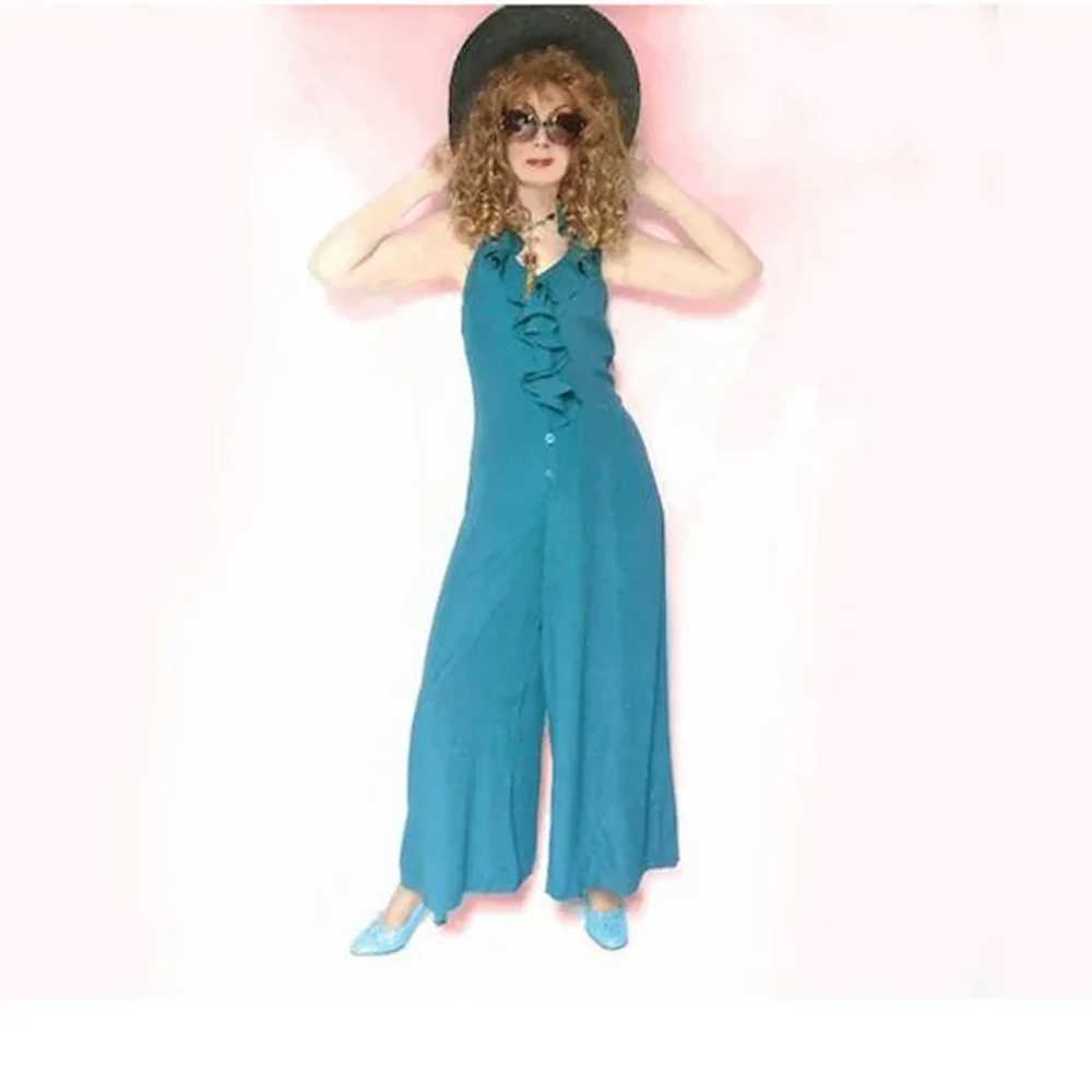 40s Style Palazzo Halter Jumpsuit Is 80s Wide Leg… - image 2