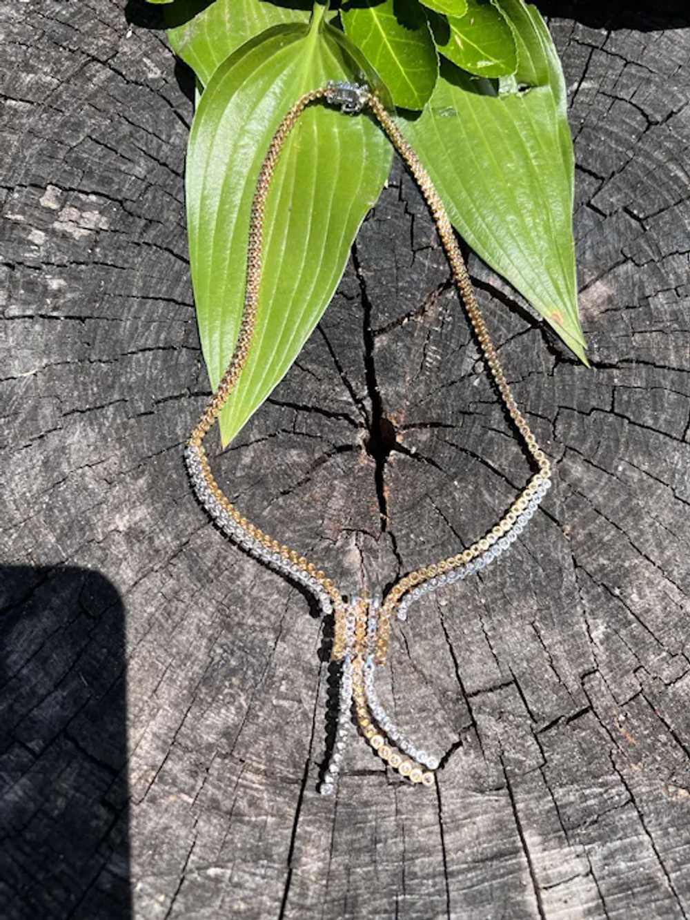 18K Yellow and White Gold Diamond Fringe Necklace - image 10