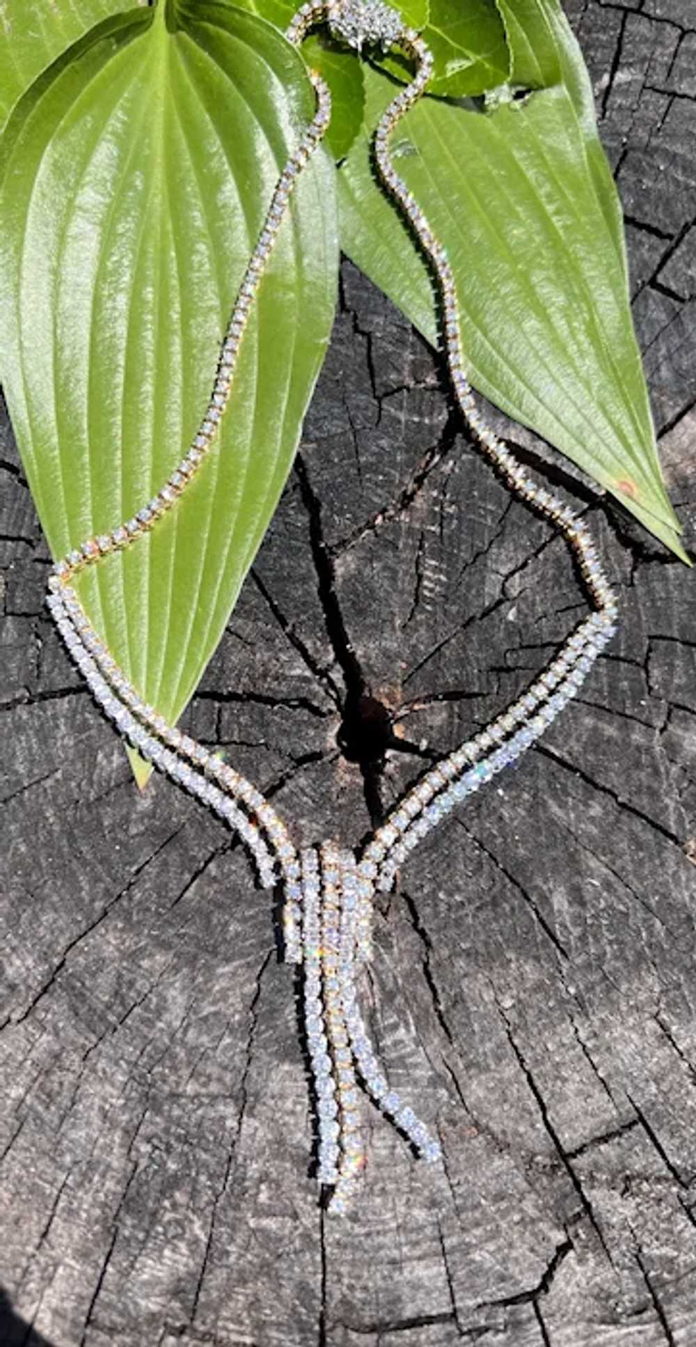 18K Yellow and White Gold Diamond Fringe Necklace - image 2