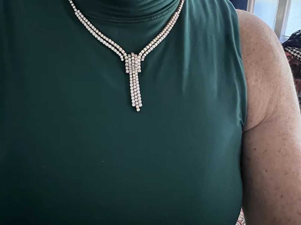 18K Yellow and White Gold Diamond Fringe Necklace - image 3