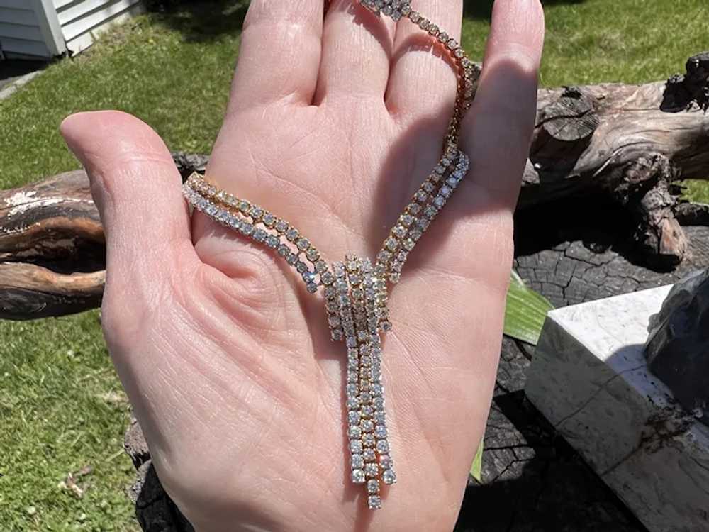 18K Yellow and White Gold Diamond Fringe Necklace - image 5