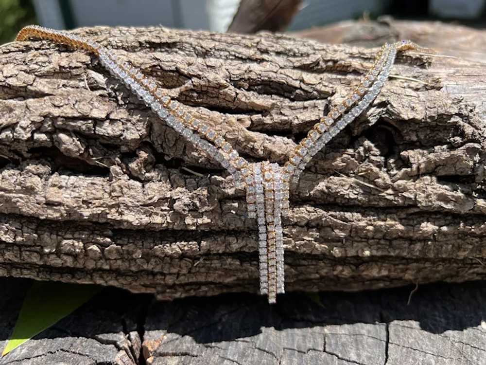18K Yellow and White Gold Diamond Fringe Necklace - image 6