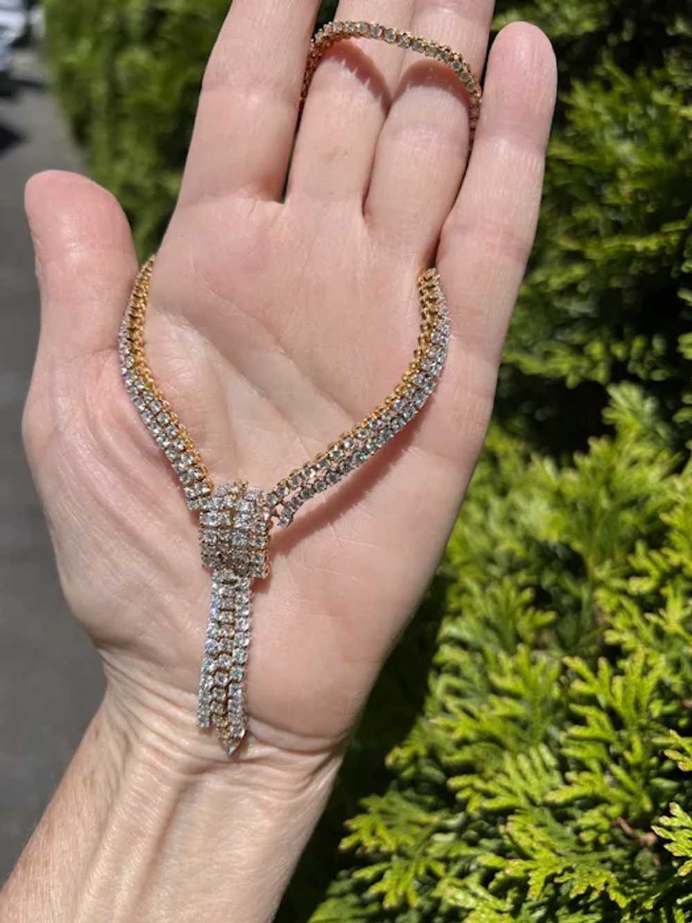 18K Yellow and White Gold Diamond Fringe Necklace - image 7