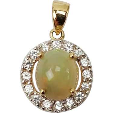 9ct Gold Opal & White Sapphire Pendant