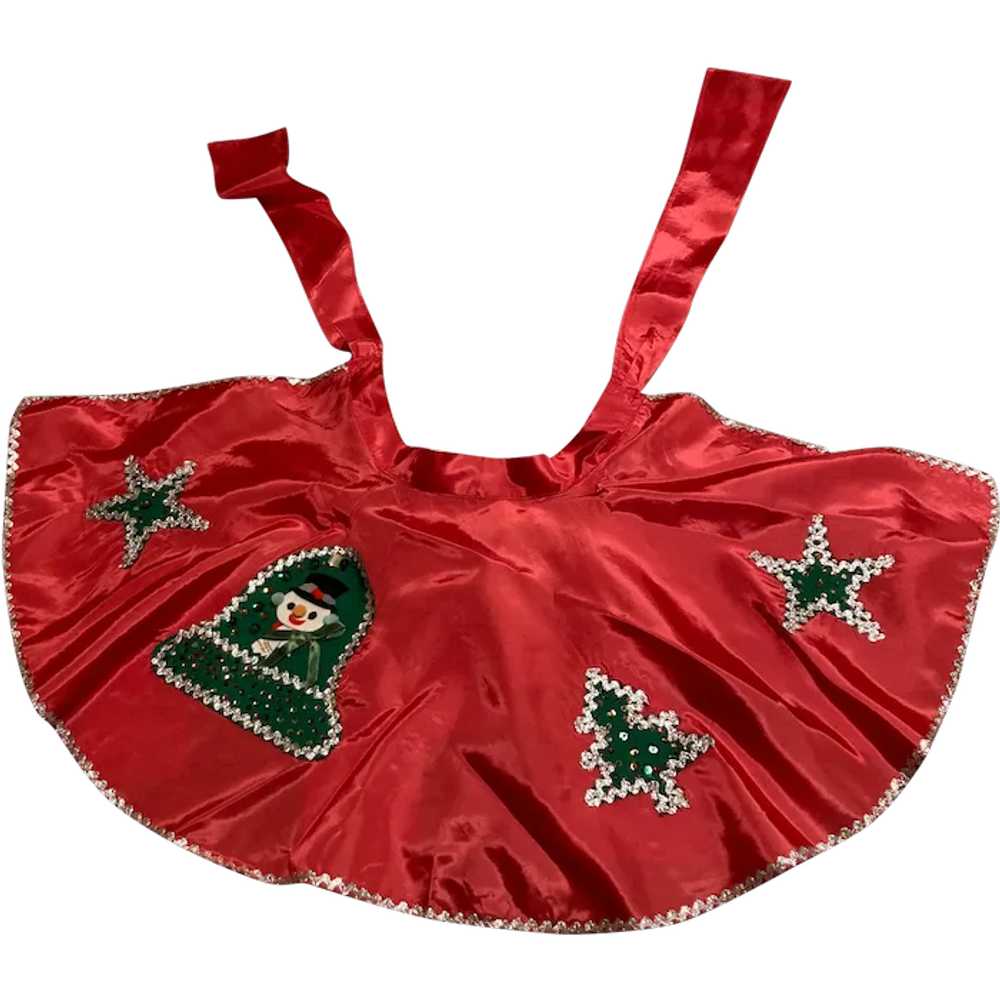 Christmas Red Satin Felt And Beaded  Christmas Im… - image 1