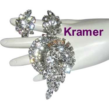 Vintage 3” Large Kramer Of New York Purple Rhinestones Dimensional Pin  Brooch