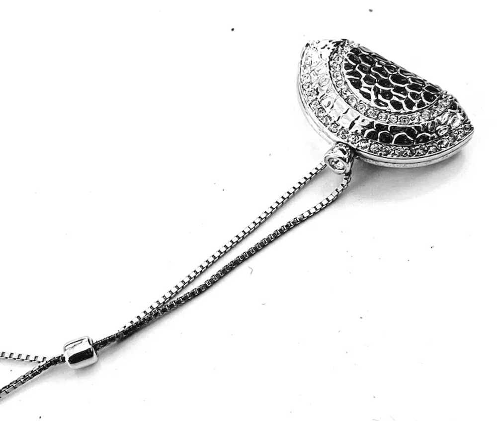 Swaroski Crystal Signed Silver Toned Purse Pendan… - image 6