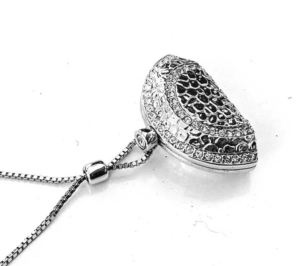 Swaroski Crystal Signed Silver Toned Purse Pendan… - image 7