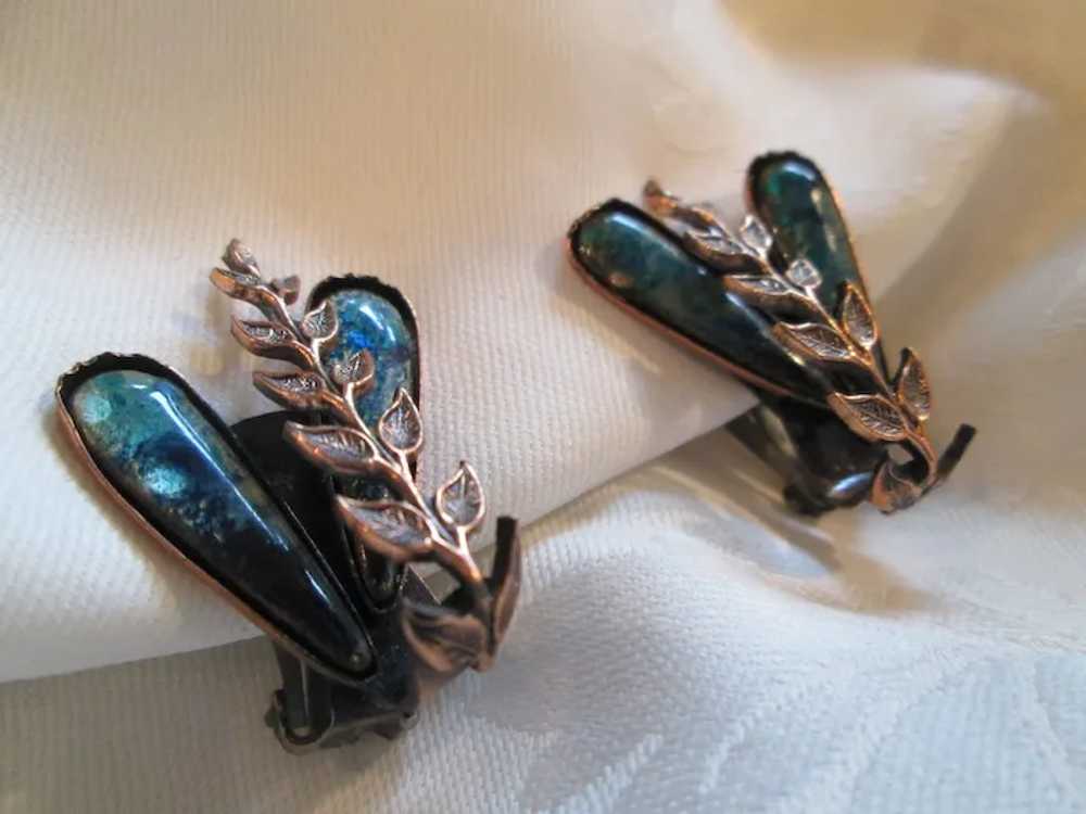 Matisse Renoir Blue and Black Leafy Sprig Earrings - image 2