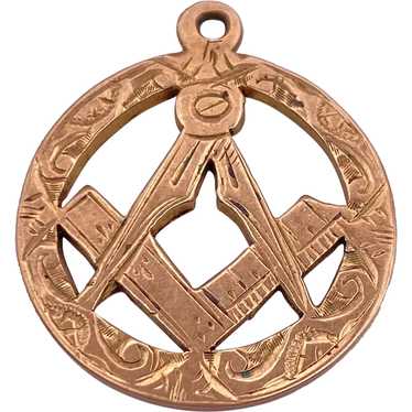 Edwardian Era Masonic Pendant Charm English 9K Ros