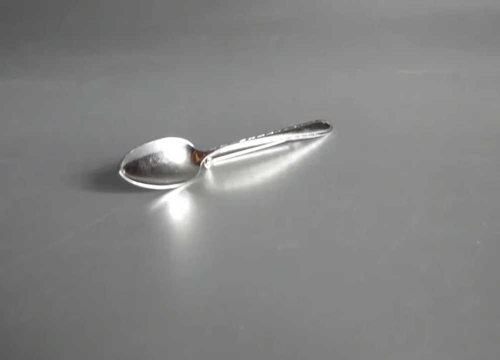 Vintage Miniature Spoon Pin Brooch Silver Flutes - image 5