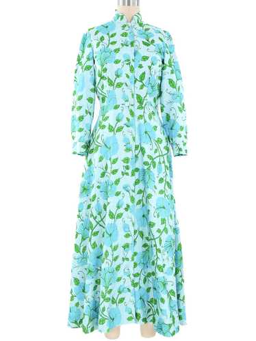 Aqua Thai Silk Maxi Gown - image 1