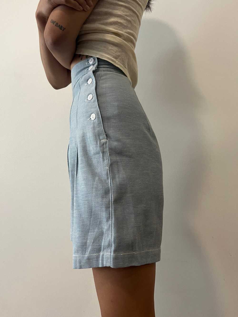 50s Side Button Chambray Gym Shorts - image 2