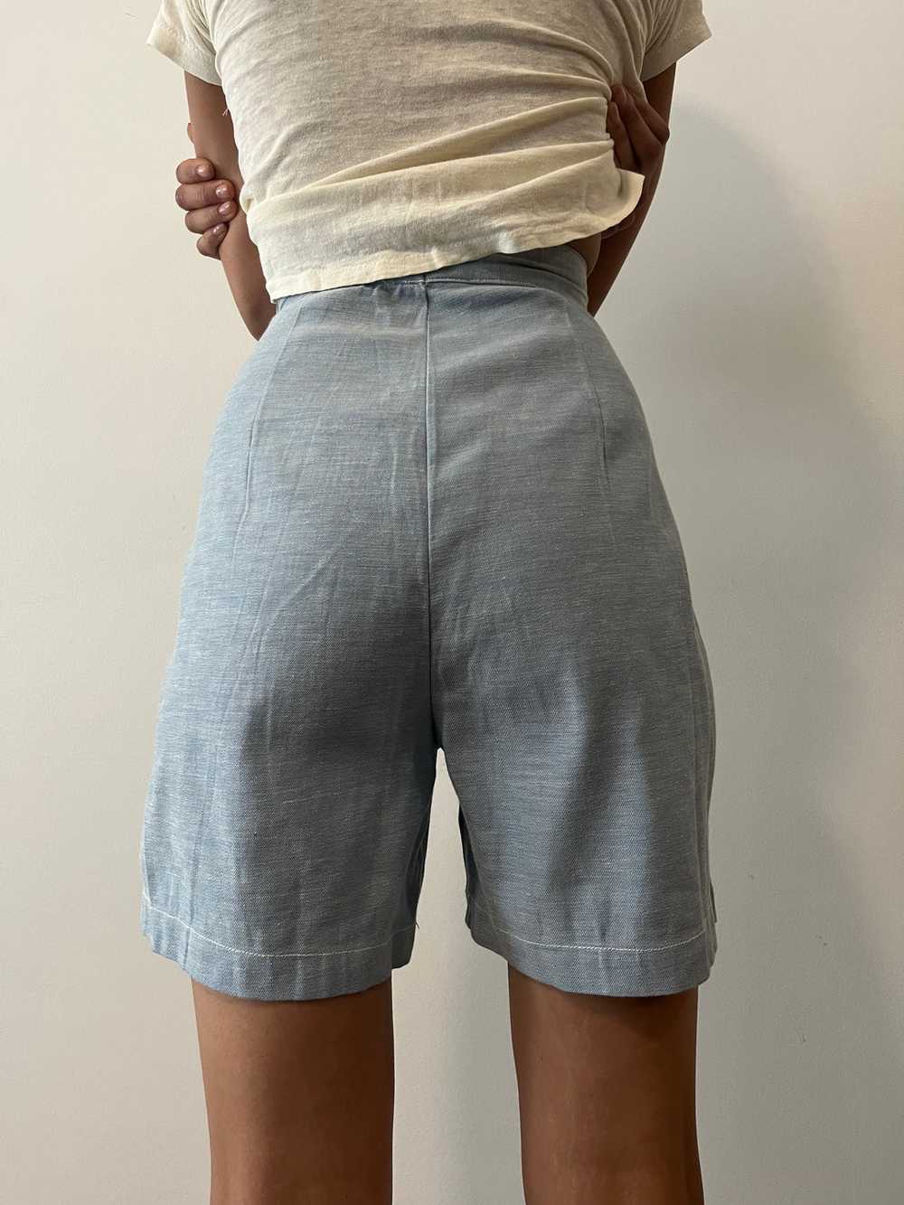 50s Side Button Chambray Gym Shorts - image 3