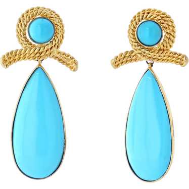 Tiffany & Co. 18K Yellow Gold Turquoise Tear Drop… - image 1