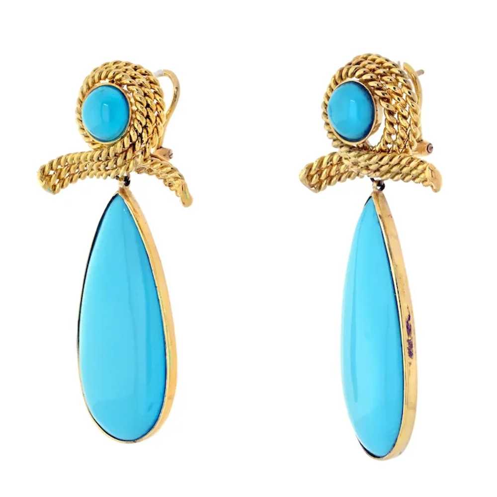 Tiffany & Co. 18K Yellow Gold Turquoise Tear Drop… - image 2