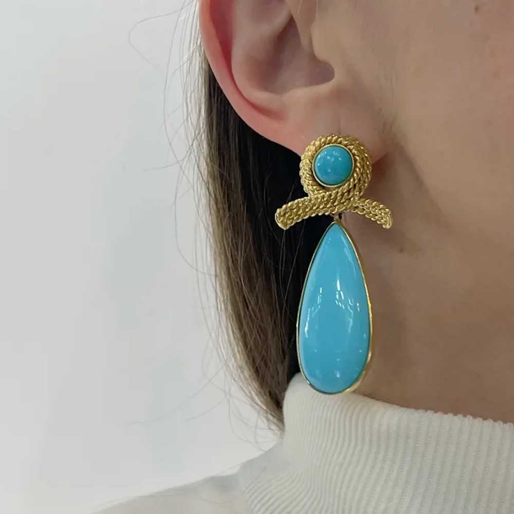 Tiffany & Co. 18K Yellow Gold Turquoise Tear Drop… - image 6