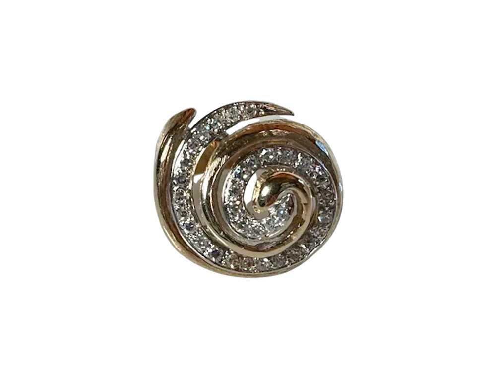 14K YG Gold & Diamond Swirl Ring - image 11