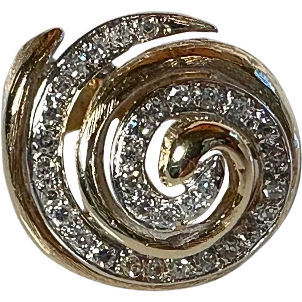 14K YG Gold & Diamond Swirl Ring - image 1