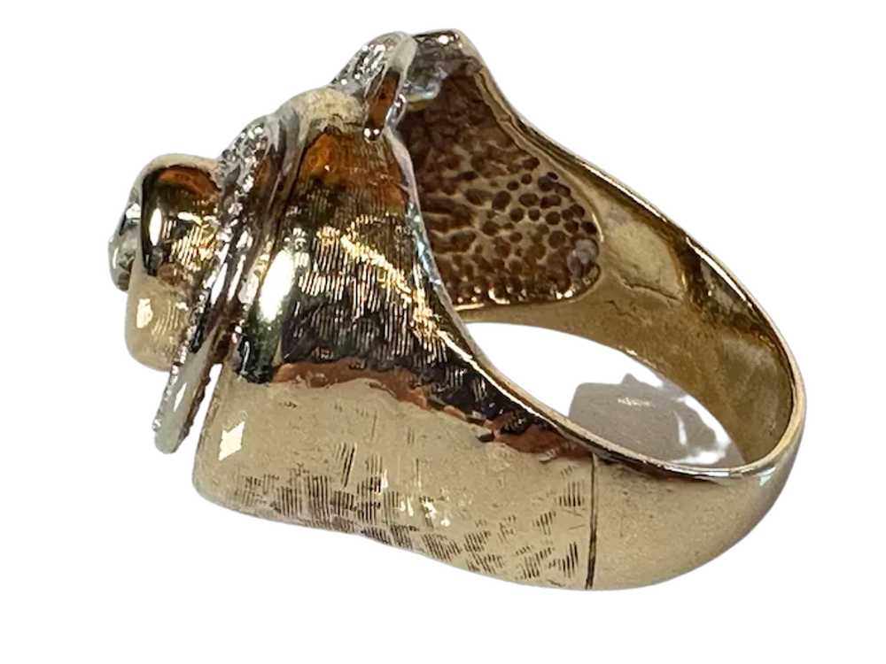 14K YG Gold & Diamond Swirl Ring - image 3