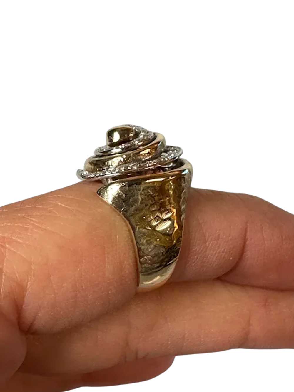 14K YG Gold & Diamond Swirl Ring - image 4